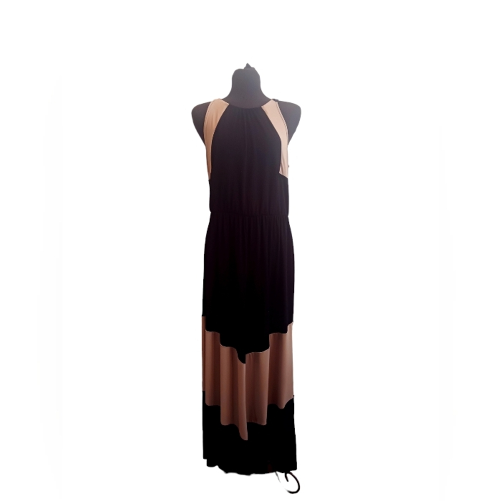 Charming Charlie Black & Tan Maxi Dress Size Large
